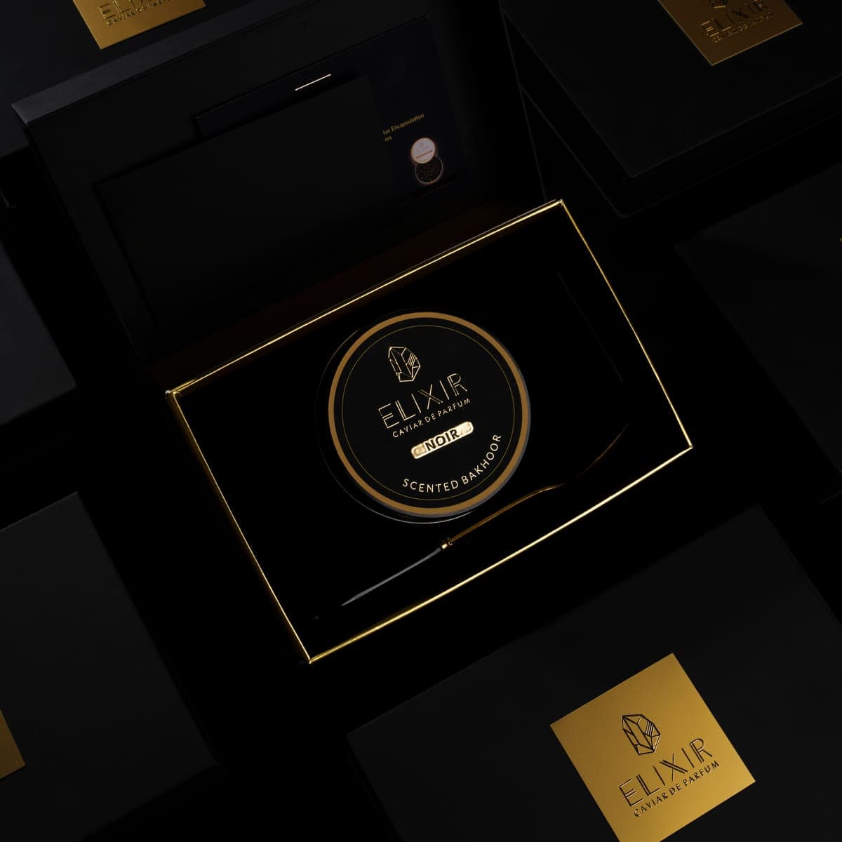 The Noir box open, from above