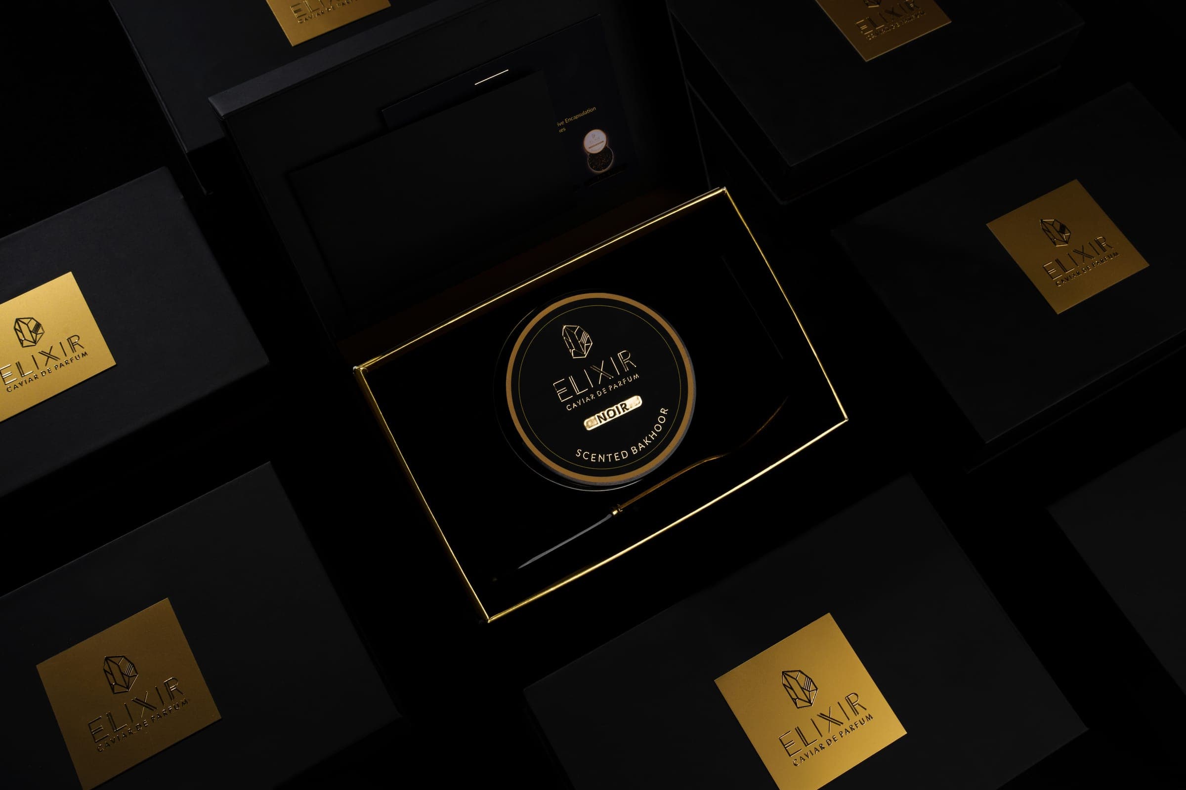 The Noir box open, from above